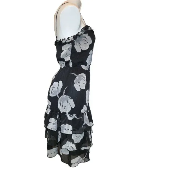 ❤️ 4/$20 Old Navy dress Women's XS Black gray flower Adjustable spaghetti straps - Picture 9 of 13